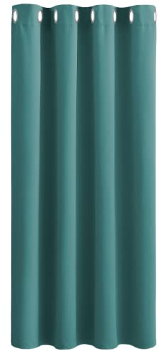 PONY DANCE Vorhänge Kinderzimmer Junge Kurze Gardinen mit Ösen Verdunkelungvorhang Thermovorhang Kälteschutz Wohnzimmer Ösenschal 1 Stück H 158 x B 132 cm, Tealblau