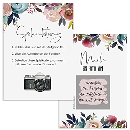 50 Fotoboxaufgaben zum Rubbeln Hochzeitsspiel Fotospiel Hochzeit Rubbelkarten Fotoboxkarten (BOHO Hochzeit)