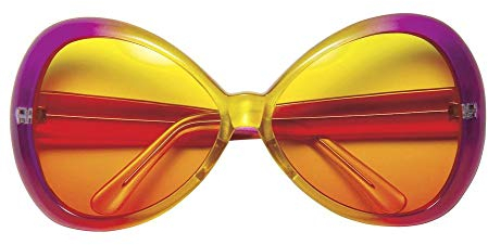 shoperama 70er Jahre Sugar Babe Hippie Sonnenbrille für Damen Pink/Gelb Brille XXL-Shades groß Flower Power Beachparty