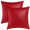 BRAWARM Kissenbezüge aus Kunstleder, Leder-Kissenbezüge, einfarbig, für Couch, Bett, Sofa, Garten, Zuhause, dekorativ, Weihnachtsrot, 45,7 x 45,7 cm, 2 Stück