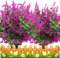 Grunyia 10 Bündel künstliche Lavendel Blumen Outdoor Fake Pflanzen Faux Kunststoff UV beständig Blumen für Haus Garten Veranda Fenster Box und Friedhofsschmuck (10, lila)