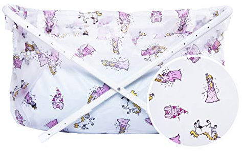 BiBaBad Kinder und Baby Falt Badewanne - Kinderbadewanne mit Gestell für die Dusche mit Knöpfen – einstallbar von 80 bis 100 - Cartoons Prinzessin