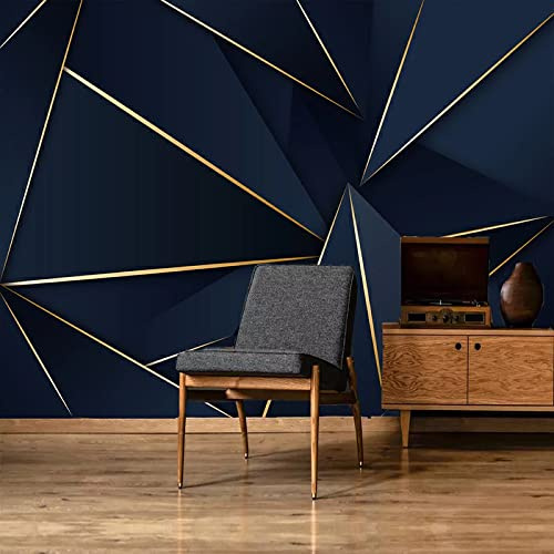 QAZWSXED Tapete, Abstrakte Goldene Linien Blaues Wandbild 3D Tapete Für Wohnzimmer Schlafzimmer Hintergrund Wand Wohnkultur Wandtuch Fresko