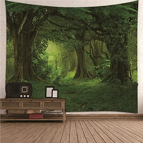 Aotiwe Wandteppich Aesthetic, Wanddekoration Modern Fantasiewald aus Polyester Grün 150X150Cm für Wohnung