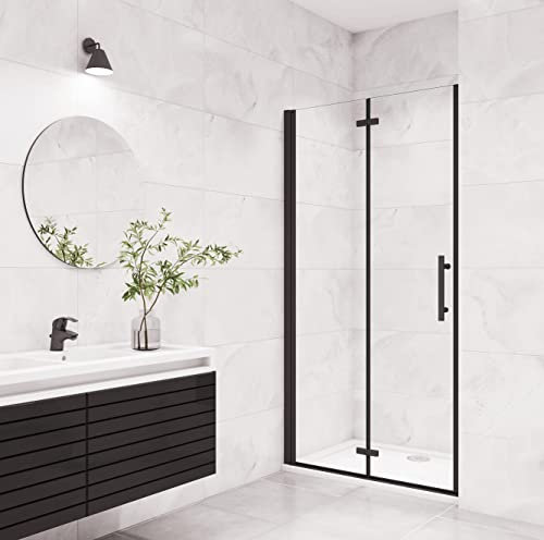 Aica Sanitär Duschtür 90cm Duschabtrennung Nischentür Falttür 6mm Nano Glas,Höhe 195cm