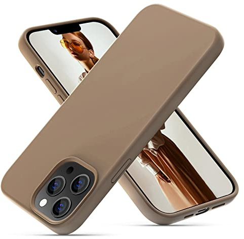 OitiYaa Liquid Silicone Case Compatible with iPhone 13 Pro Case,Full Body Protection,Ultra Slim Shockproof Phone Case with Soft Anti-Scratch Microfiber Lining,6.1 inch，Light Brown