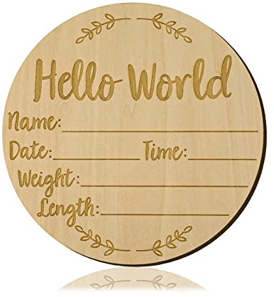 Tarjetas de Bebe Momentos, 15cm Tarjetas de Hitos Bebe Letreros de Nombre de Guardería de Bebé de Hito de Madera Redondo para Anuncios de Hospital y Embarazo