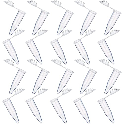 20 Stück Probenröhrchen,Reaktionsgefäß,Koks Röhrchen aus Plastik Tubes Kapseln mit Schnappdeckeln,Kapseln Leer,Eppendorf Tubes,Reaktionsgefäße Stoffkapseln Transparent Zentrifugenröhrchen-1,5ml