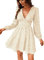 CUPSHE Women's Lace Mini Dress Long Sleeve Floral Print A Line Dress for Party Bodycon Dress Ivory A M