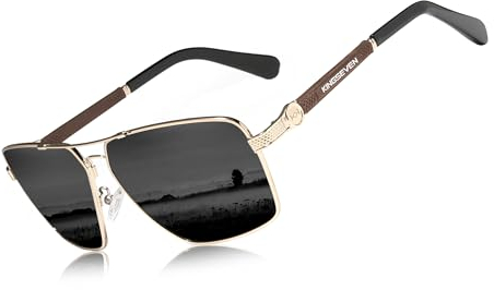 KINGSEVEN Sonnenbrillen Polarisierte Beschichtung Linse 2023 Auto Reset Framework Fahrbrillen für Männer/Frauen Oculos (Gold Braun Grau)