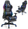 COSTWAY Chaise Gaming RGB/LED, Chaise Gamer Ergonomique avec Soutien Lombaire, Fauteuil Gamer avec Accoudoir Réglable, Appui-tête (Bleu)