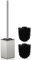 HOUHA Klobürste Toilettenbürste WC Bürste Edelstahl mit Toilettenbürstenhalter, 2 Bürstenköpfen, Schnell trocknendes Design Silber