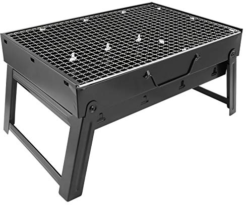 HOHXFYP Griglia a Carbone Portatile, Fornello a Rete per Barbecue in Acciaio Inossidabile da 17,1 Pollici, Griglia per Barbecue da Tavolo Pieghevole Addensata con 2 Griglie per Campeggio