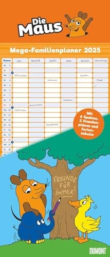 DUMONT - Die Maus 2025 Mega-Familienplaner, 30x70cm, Kalender mit 6 Spalten, Familienkalender mit 2 Stundenplänen und Ferientabelle: Zur Sendung mit der Maus
