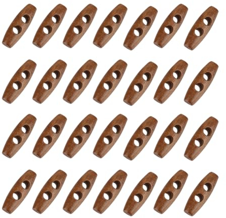 UNICRAFTALE 50 Stück 30 mm 2 Loch Holzknöpfe Kamelholzmantel Horn Knebelknöpfe Vintage Mantelknopf Zum Nähen von Kleidungszubehör Basteln Handgefertigte Ornamente DIY Projekte