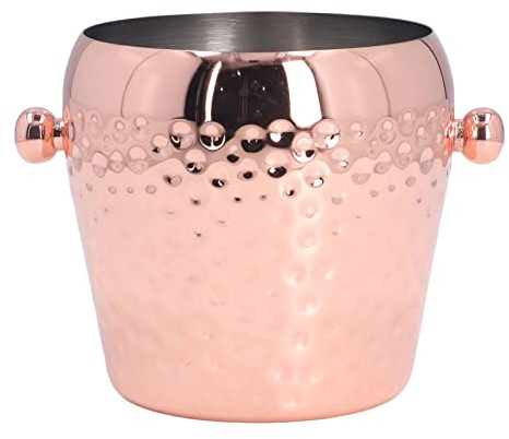 Champagne Bucket Pink Champagne Bucket Shiny Copper Plated Pail Stainless Steel Metal Wine Barrel Salad Bowl Large Elegant (Copper Plating) Bar & Restaurant Ice Bucket