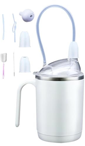 Generisch Gobelet pour adultes handicapés | 450 ml Gobelet anti-fuite pour adultes avec paille | Gobelet dysphagie 3 en 1 en acier inoxydable pour femmes enceintes et patientes