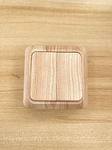 Wechselschalter, Wandschalter, Holzmaserung, weiß, 2-Wege-Schalter, 86 mm, mechanischer Wandschalter, 10 A, 250 V