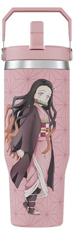 Demon Slayer Kimetsu No Yaiba Nezuko Gobelet isotherme en acier inoxydable avec couvercle, 887 ml, réutilisable, isotherme en acier inoxydable pour eau, thé glacé ou café