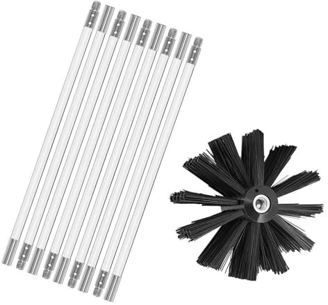 SIYAN Chimney Sweep Kit 15 Pcs 16 In Dryer Vent Cleaner Dryer With 4 In Head Bendable Quick Connect Dryer Lint Brush Vent Cleaner Dryer Washable Lint Cleaner Brushes(9 Rods,410mm)