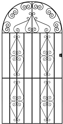 Stirling Scroll Tall Bow Top Metal Garden Gate Galvanised Wrought Iron Style Swing Gates (1067mm Gap x 1905mm High ST44ZP)