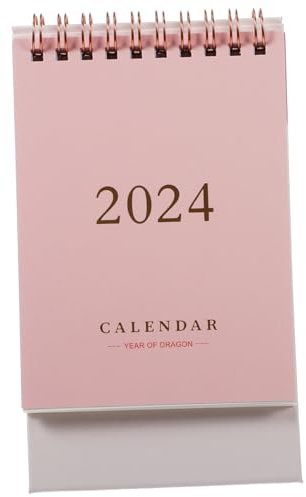 SEWACC Tischkalender 2024 Monatlicher Kalender 2024 Tageskalender Uhr Wohnkultur Anzeige Radio Bürobedarf büroartikel deko staffelei Schreibtischplaner 2024 Zeitplan Kalender Papier Rosa