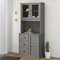 SXJEQOC Sideboard Aufsatz VIGO Grau 78x30x100 cm Massivholz Kiefer Buffet Vitrinen-Aufsatz für mehr Stauraum mit Glastüren und Metall-Knöpfen