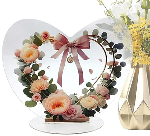 Corona de la puerta del corazón, corona de corazón para la puerta - corona decorativa en forma de corazón | Decoración de mesa realista Adornos de oficina con base para su mujer