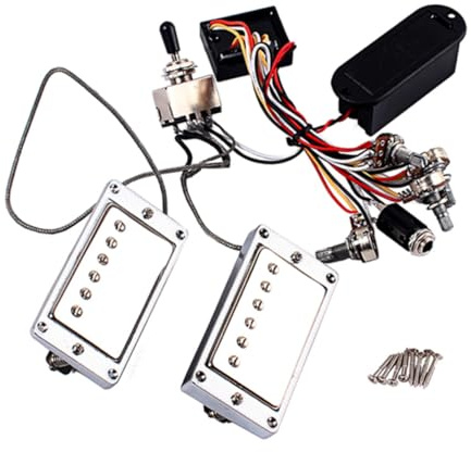 Aktiver mit Batteriefach Gitarren Humbucker Gmh01 Satz | Metall und Kunststoff, Silberfarbene Ausführung, Leicht, Hoher Ausgang, als Ersatz Geeignet