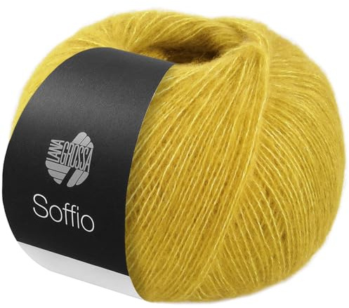 LANA GROSSA Soffio | Flauschiges Lace-Garn aus Merino- & Baumwolle mit 10% Kaschmir | Handstrickgarn aus 60% Schurwolle (Merino superfein), 30% Baumwolle (Bio) | 25g zum Stricken | 212m Garn FB 31