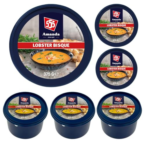 555 Amanda Lobster Bisque, 6 x 375g | Creamy, Atlantic Lobster Soup made with 6.4% Atlantic Lobster