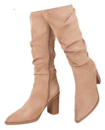 IKRUSH Knee High Block Heel Boots With Side Zip Closurecasual High Knee High