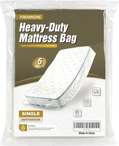 Single Mattress Cover for Moving Heavy Duty Mattress Bags for Storage 5Mil | Mattress Protector Storage Bag Transport - Strong, Reusable, Tearproof, Waterproof, Anti-dust