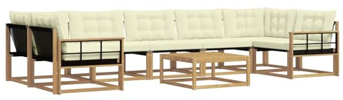 vidaXL Outdoor-Sofagarnitur 8 pcs Weiß und Creme 79 x 79 x 37 cm, Moderne Garten-Sofaset, wetterfeste Möbel, schicke Kollektion, bequemes Loungesofa für die Terrasse