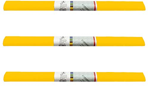 PARTY DISCOUNT wasserfestes Krepppapier | 250x50 cm | Feinkrepp Maibaum Dekoration Farbecht (Gelb, 3 Rollen)