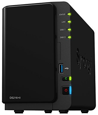 Synology DS216 + II 2 Bay Desktop NAS Unit con Dual Core CPU, hot-swappable Drive Tray Design 16TB WD RED