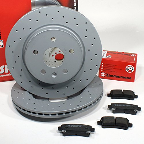 Zimmermann Sport Bremsscheiben Ø 315 mm Coat Z gelocht/Bremsen belüftet + Bremsbeläge für hinten/die Hinterachse