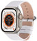 Fullmosa Cinturino per Apple Watch 45mm/44mm/49mm/42mm, Cinturini in Pelle di Ricambio Compatibile con Apple Watch Serie 9 8 7 6 5 4 3 2 1, Apple Watch SE 2/ SE/Ultra/Ultra 2, Bianco