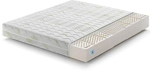 Marcapiuma - Doppelmatratze Sevenlife 18 Latexmatratze 150x200 cm Höhe 18 cm H2 Mittel/Weich Orthopädische Ergonomische Latex Matratze waschbar Gegen Milbe Aloe Vera Bezug EuroLatex Made in Italy