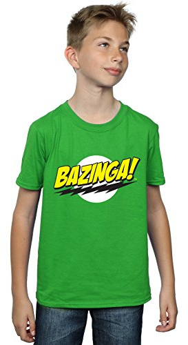 Official Licensed The Big Bang Theory Sheldon Bazinga Boys' T-Shirt - Graphic Tee for Kids, Soft Comfort, UK - Machine Washable - Officially Licensed - Premium Quality Irish Green