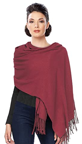 Moschen-Bayern Pashmina Stola Damen für Abendkleid Kaschmirstola Kaschmir Schal Umhang Paschmina - Bordeauxe Weinrot