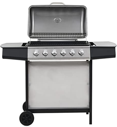 vidaXL Barbecue Griglia a Gas 6 Fornelli Acciaio Inox Argento Cucina Esterni