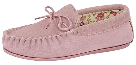 Mokkers - Mocassino da donna in vera pelle scamosciata con suola resistente, Rosa (rosa), 38 EU
