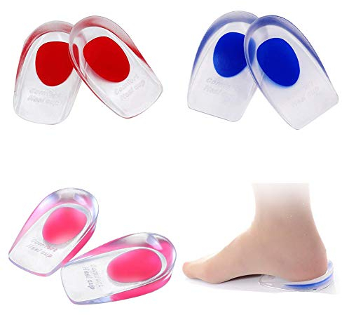 3Pairs Gel Heel Cups, Silicone Cushion Inserts Running Heel Support Pads Orthotic Heel Cup Gel Shoe Lifts Elevator Shoe Pads Insoles for Plantar Fasciitis Heel Spur&Achilles Pain Relieve