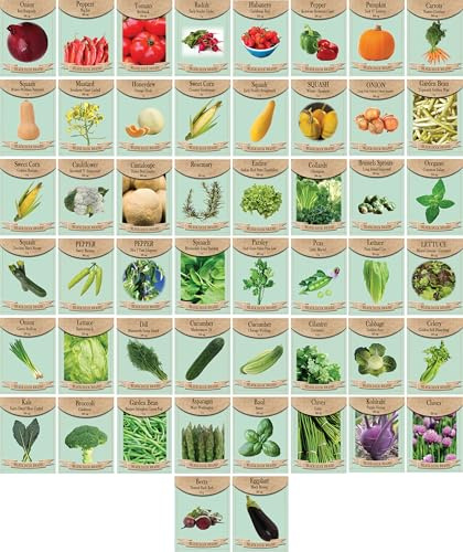 Set of 50 Premium Variety Herbs and Vegetables - Deluxe Garden Choices for Premium Gardening! (50 Variety Premium Garden Vegetable)