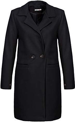 malito Damen Kurzmantel - edle Jacke mit Knöpfen - schicke Übergangjacke - Jacke mit Taschen 19691 (schwarz, L)