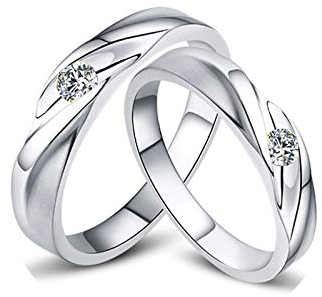 KnSam 18 Karat (750) Weißgold Ring Paar Ring Set Paarpreis Verdrehte Form Ring Damen Tricolor Weiß Gold