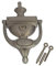QCAA Türklopfer, massives Messing, viktorianischer Seiltyp, 19 cm, mit 160-Grad-Glaslinse (UL-gelistet), Satin-Nickel, 1 Stück, hergestellt in Taiwan
