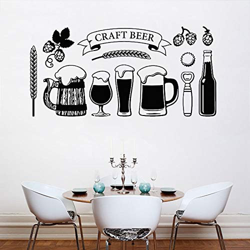 NSRJDSYT Pub Craft Bier Wandaufkleber Vinyl Gerste Bier Glas Tasse Alkohol Esszimmer Bar Wandtattoo Bar Innendekoration Poster 86x42cm