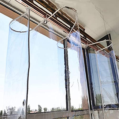 JXQ Glasklare Plane, robuste Plane mit verstärkten Ösen, dickes PVC, wasserdicht, transparente Plane, Premium-Qualität, Abdeckplane für Outdoor-Camping, 0,35 mm/400 g/m²